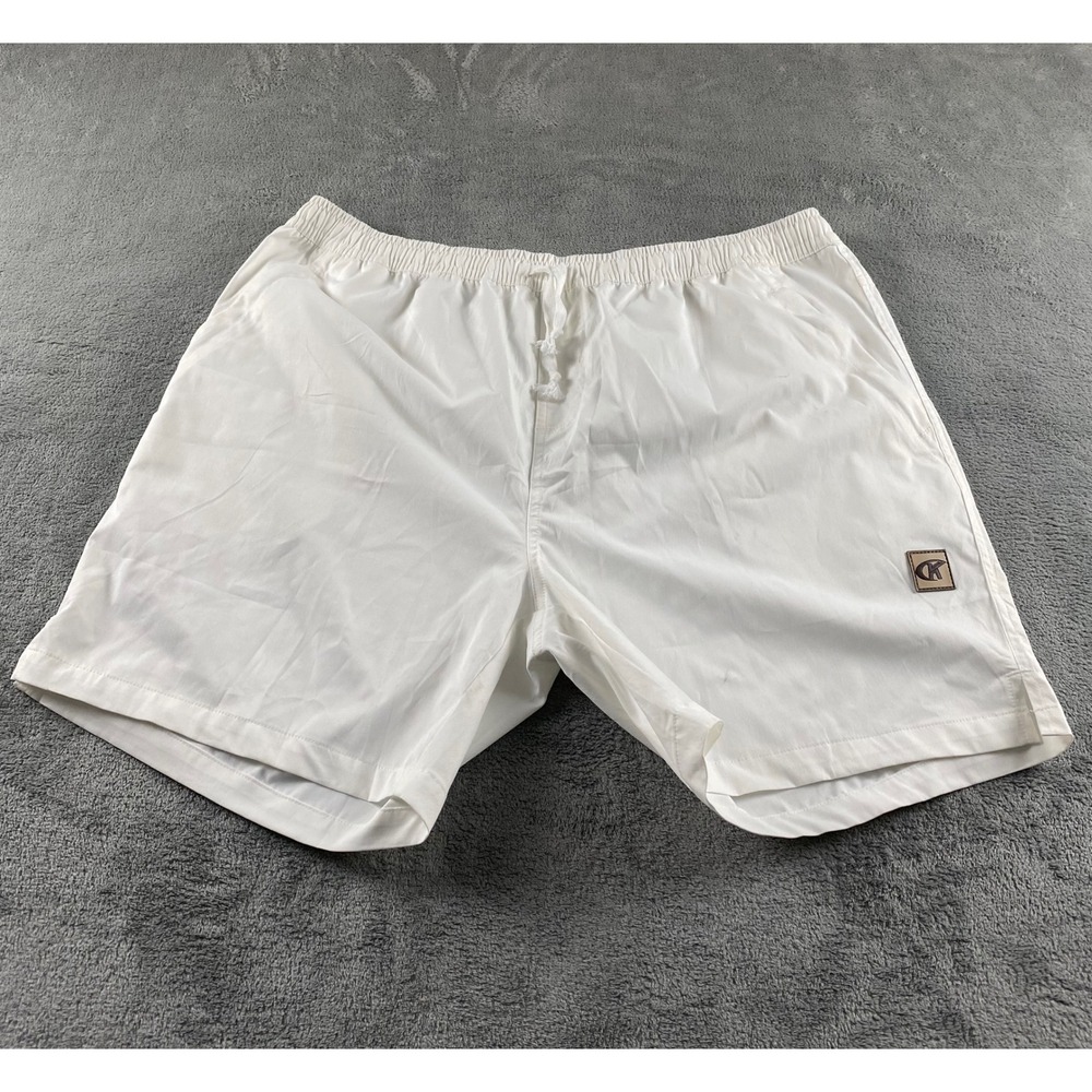 CK Mens White Swim Trunks Elastic Drawstring Waist Shorts Size 40 3XL 4L